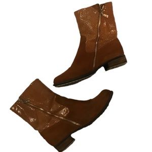 Matt Bernson brown leather and snakeskin boots